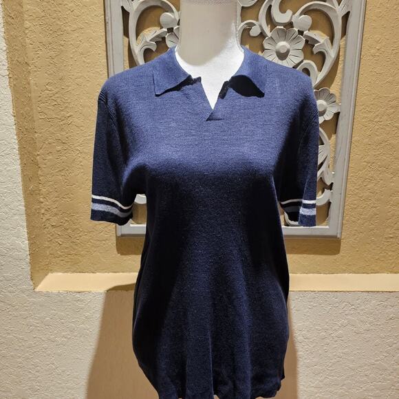 Banana Republic M Linen Sweater Polo Minimalist Preppy Quiet Luxury Classic - Picture 3 of 10